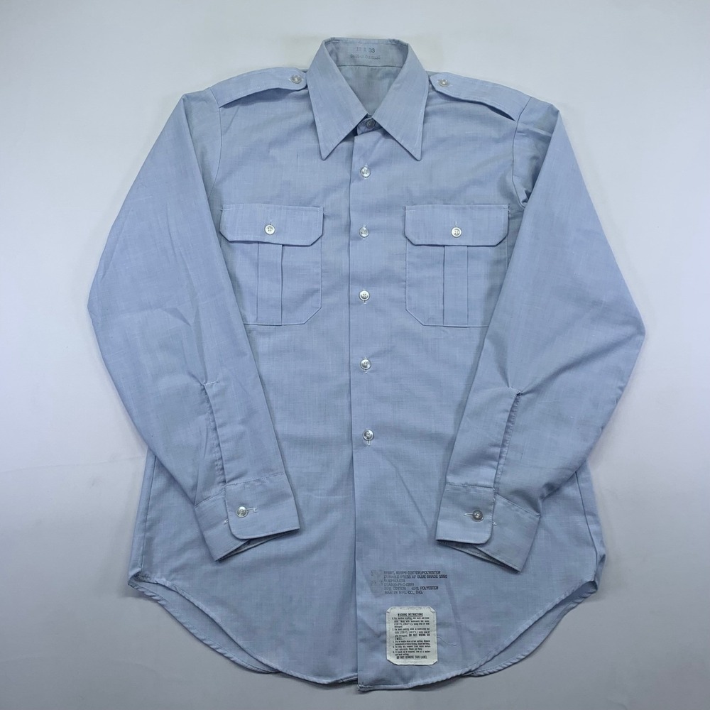 Vintage 70s Mens‎ US Military Button Up Longsleeve Shirt 15x33/Medium Vietnam